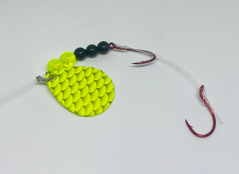 Walleye 2 Hook Quick Change Crawler Harness (Yellow and White Beads)